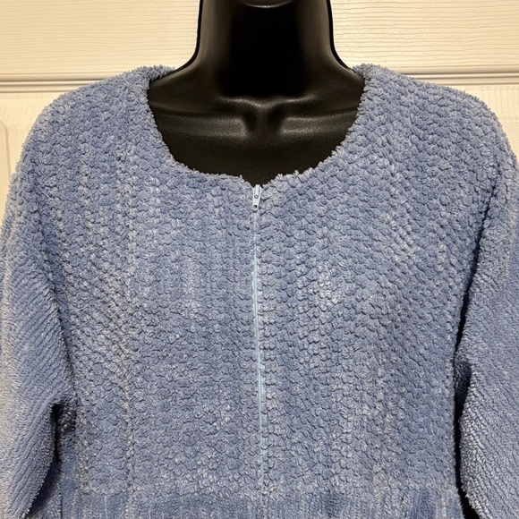 Vintage Stan Herman Blue Textured Long Sleeve 100% Cotton Robe Size Large - Picture 2 of 12